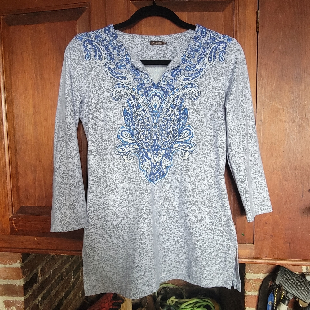 J. McLaughlin Catalina Cloth Top - XS - V Neck + 3/4 Sleeves